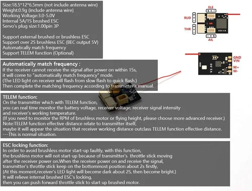 Vista 4 de 2.4G 4CH/5CH/6CH/7CH Mini receptor DSM2 DSMX de bajo voltaje incorporado cepillado/sin escobillas ESC regulador (RX 144)