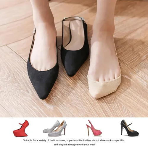 Vista 3 de LIANSHUJIA - Calcetines invisibles para mujer, 6 pares de calcetines con forro para los dedos del pie para mujer, zapatos de vestir de tacón 5-8.5