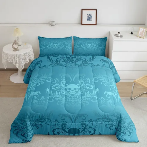 Vista 19 de Erosebridal Juego de ropa de cama damascada gótica para adultos, juego de edredón victoriano antiguo, edredón floral vintage gótico con diseño