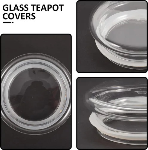 Vista 6 de UPKOCH 2 tapas de vidrio para tetera, repuesto prémium para hervidor de té, bordes redondeados lisos, fáciles de limpiar para mantener teteras
