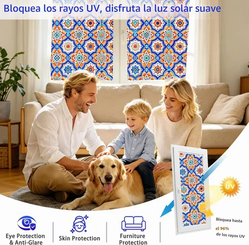 Vista 4 de SOMWISE - Película de privacidad esmerilada para ventana, bloqueo de calor solar, anti rayos UV Day & Night Opaque, Static Cling&Removable, Renter