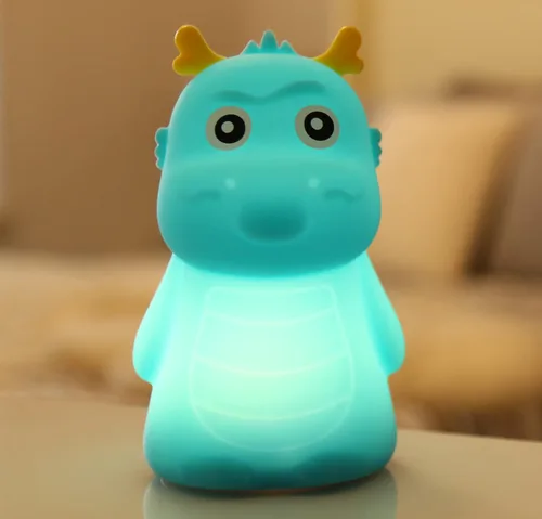 Vista 8 de Linda luz nocturna para niños, lámpara de noche para dormitorio, bebé, portátil, batería de silicona portátil, luz nocturna LED, para guardería Vaca