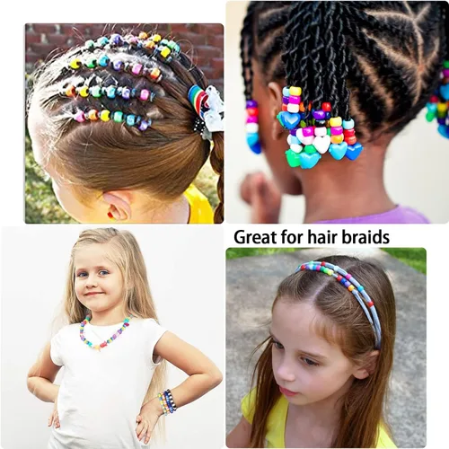 Vista 6 de Cuentas multicolor Pony – 4800 piezas, 0.236 x 0.32 pulgadas, 24 colores surtidos para pulseras, collares y llaveros