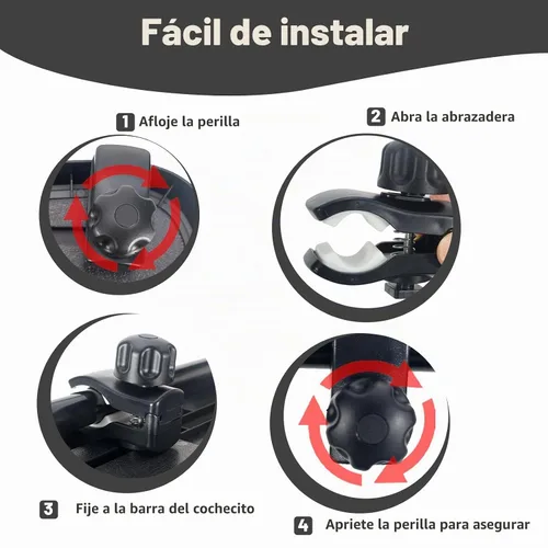 Vista 5 de Bandeja de aperitivos para cochecito compatible con Evenflo, con soporte para portavasos de cochecito, se mantiene en su lugar, fácil de instalar