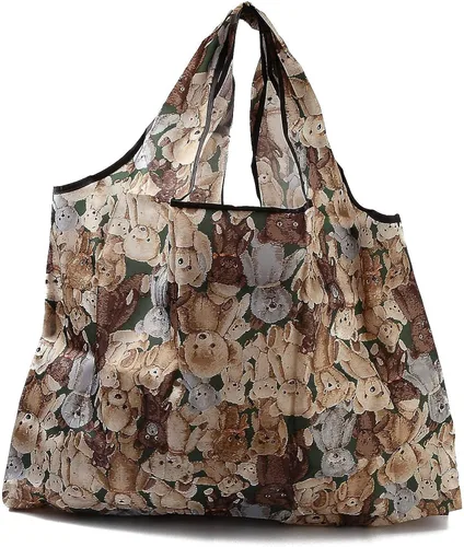 Vista 14 de BEEFLYING Bolsas de comestibles plegables, de nailon, ecológicas y reutilizables, impermeables, bolsas de la compra plegables