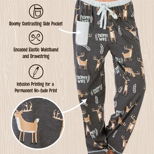 Vista 5 de Lazy One Pijamas para mujer lindos pantalones de pijama de alce y parte superior separados