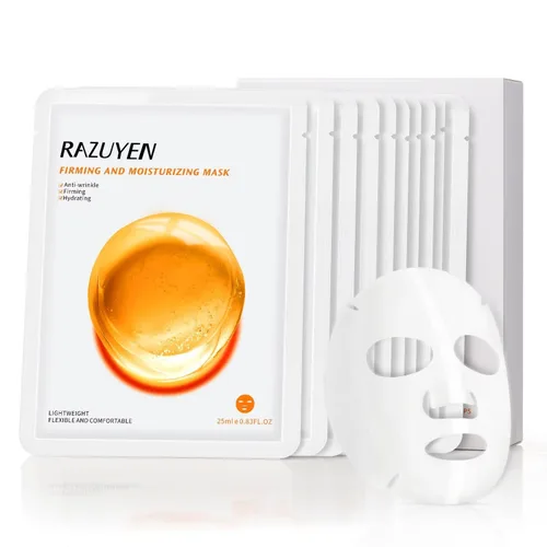 Vista 11 de Mascarilla hidratante iluminadora (10 unidades), máscara de hoja brillante e hidratante con niacinamida, agua rosa y arbutina, mascarilla facial