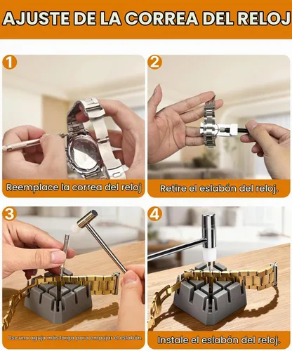 Vista 2 de EasyTime Kit de eliminación de eslabones de reloj: herramientas de cambio Plateado