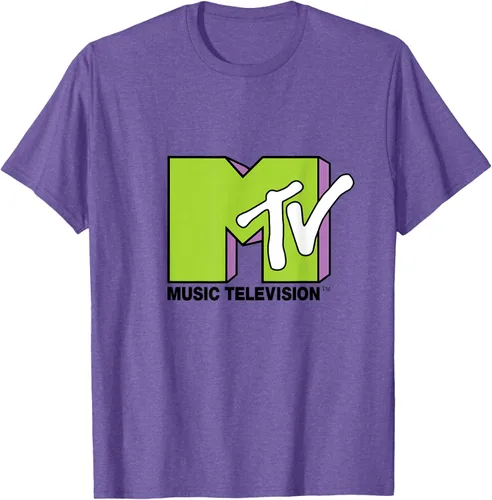 Vista 5 de Camiseta de tratamiento de relleno con logotipo MTV verde lima y morado, Negro, S Azul Marino