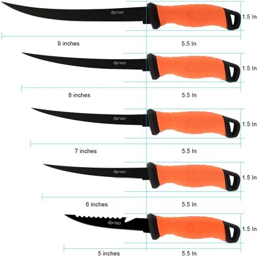 Vista 2 de Cuchillo de filete de pesca, hoja afilada y flexible de acero inoxidable de 5 a 9 pulgadas, cuchillos de nivel profesional para filetear y deshuesar