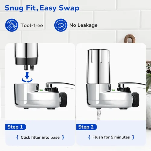 Vista 7 de Fil-Fresh Paquete de 3 filtros de agua de repuesto para sistema de filtración de grifos Brita®, certificado NSF para reducir el cloro, sin BPA, dura