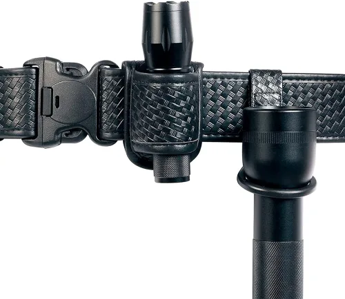 Vista 2 de Soporte compacto para linterna (parte superior abierta) + soporte de correa de anillo de linterna para sostener Mag Lite y otras linternas