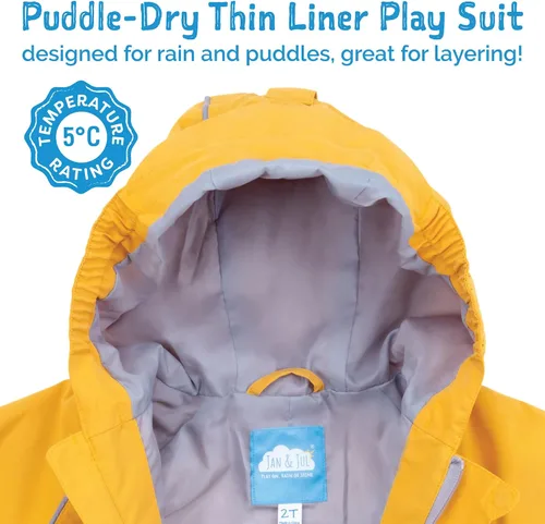 Vista 6 de JAN & JUL Traje de lluvia ajustable impermeable para niños pequeños y niños