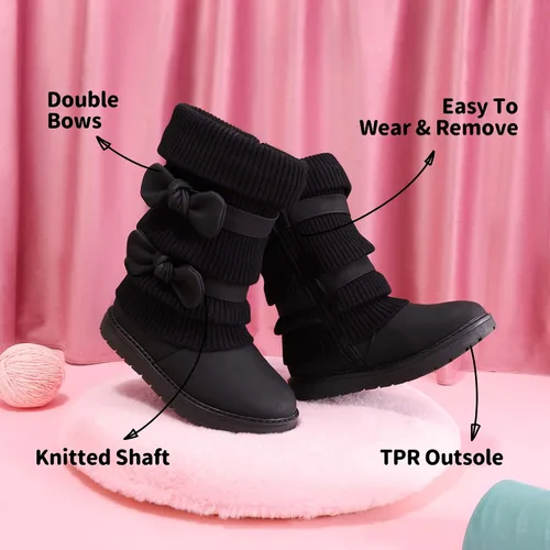 Vista 4 de DREAM PAIRS - Botas de nieve para niña, con forro de piel sintética, a media pierna, para invierno