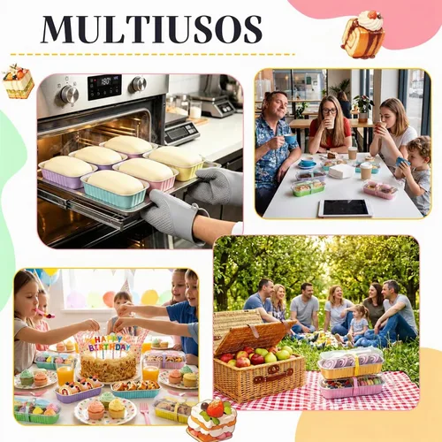 Vista 5 de LemonRoad 300 piezas de mini moldes para pan con tapa y cuchara adhesiva Varios