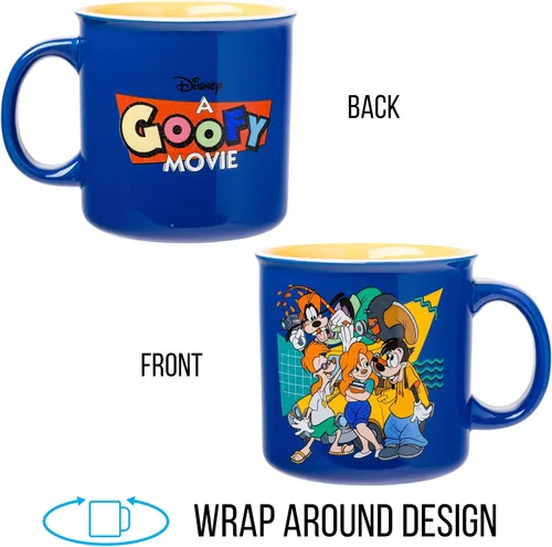 Vista 5 de Silver Buffalo - Taza de cerámica de campamento de A Goofy Movie de Disney, diseño retro con Goofy, Max Goof, Roxanne y Bobby Zimmeruski, 20 onzas
