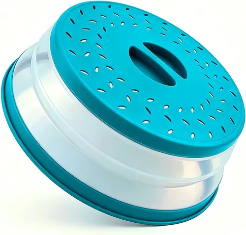 Vista 11 de Cubierta plegable para salpicaduras de microondas, cubierta para platos de microondas con ventilación de vapor, silicona y plástico sin BPA
