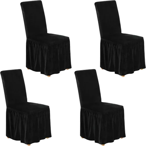 Vista 14 de NICEEC Fundas de silla de elastano para sillas de comedor, juego de 2 fundas de silla de comedor extraíbles con falda, fundas para sillas Parson