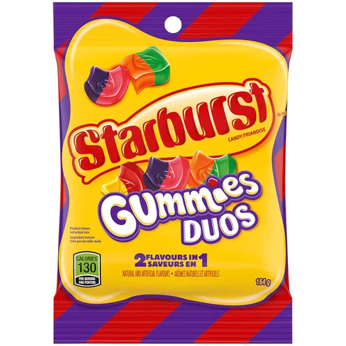 Vista 4 de Starburst Duos Gummies - Caramelos con sabor a fruta, bolsa, 5.78 oz/5.8 onzas, (importados de Canadá)