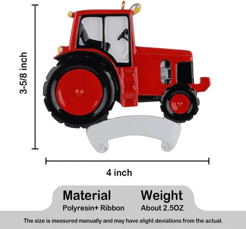 Vista 7 de Adorno de tractor rojo personalizado, adorno de árbol de Navidad de granja, regalo de recuerdo para niños, abuelo, granjero, bebé, niños pequeños