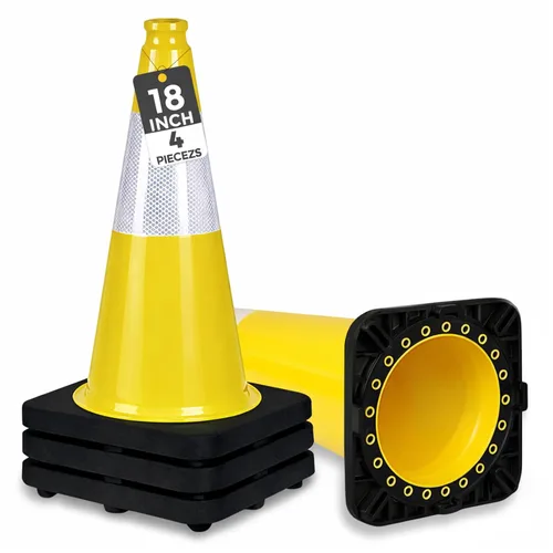 Vista 19 de BESEA Paquete de 4 conos de tráfico azules de 12 pulgadas con collar reflectante de 4 pulgadas, conos de seguridad de PVC resistentes con base