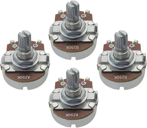Vista 17 de FLEOR Potenciómetro cónico de audio con eje de 0.709 in, 4 piezas, tamaño completo, para guitarra, A250K
