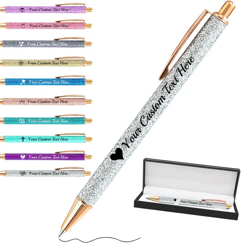 Vista 41 de Bolígrafos personalizados con purpurina con nombre a granel, 10 unidades, bolígrafos personalizados con punta de lápiz digital para mujeres y niñas
