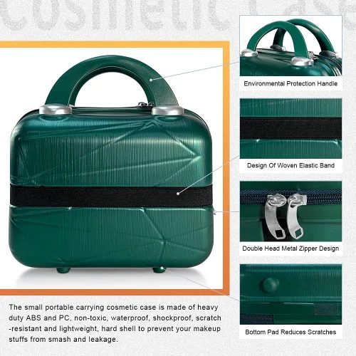 Vista 3 de Estuche de maquillaje de carcasa dura, H003-verde-12 pulgadas