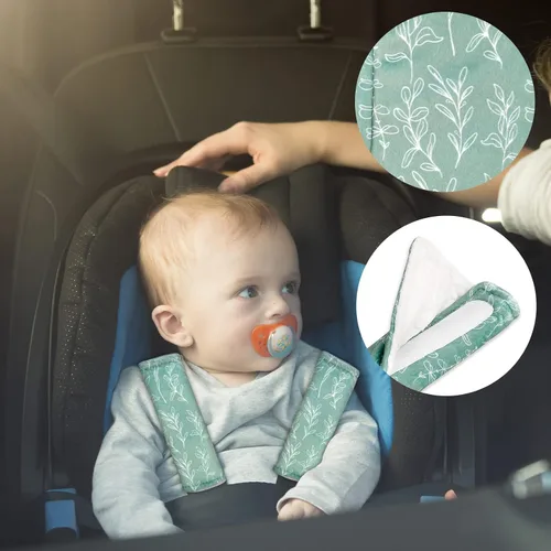 Vista 7 de Fundas de correa de asiento de automóvil para bebé, almohadillas para los hombros para bebé, fundas de cinturón de asiento de automóvil súper suaves