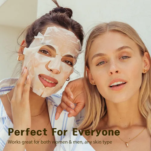 Vista 6 de Purederm Trío de mascarillas faciales veganas (12 paquetes) - Mascarillas faciales para el cuidado de la piel seca, deshidratada y opaca