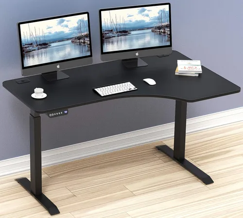 Vista 4 de SHW escritorio eléctrico ajustable para computadora, grande, de 55 pulgadas