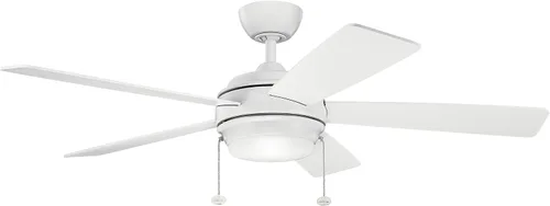 Vista 13 de KICHLER 330174PN Ventilador de techo con 5 aspas plateadas/nogal con luz de 53 vatios, níquel pulido Ventilador de 5 aspas con cristal opal