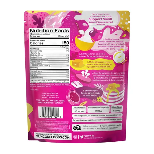 Vista 2 de Suncore Foods Pink Pitaya Dragon Fruit - Mezcla para panqueques y waffles, 20 onzas