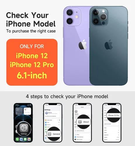 Vista 2 de SURITCH Funda para iPhone 12/12 Pro con cubierta magnética para cámara deslizante y soporte ajustable, compatible con MagSafe, funda protectora Negro