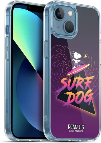 Vista 187 de Head Case Designs Funda de gel suave con licencia oficial de Peanuts Tropical Surf Snoopy Aloha Disco compatible con Apple iPhone 13 Mini Surf