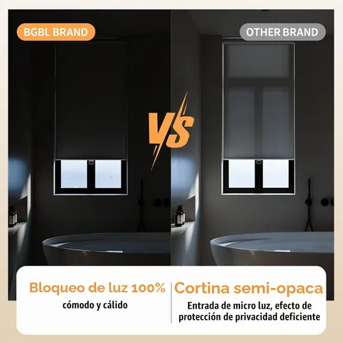 Vista 3 de Persianas enrollables opacas sin cordón para oscurecer la habitación, con sistema de resorte, protección UV, persianas de puerta, para hogar y Negro