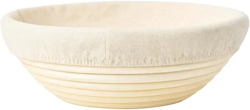 Vista 3 de Saint Germain Bakery Cesta Banneton Premium Redonda para Pan con Forro - Cesta de Fermentación Brotform Perfecta para Hacer Pan Hermoso (8 pulgadas)