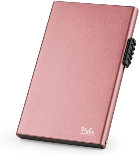 Vista 14 de Cartera desplegable, delgada y minimalista para tarjetas de crédito para hombres y mujeres, tarjetero para 7 tarjetas, protección RFID, cartera