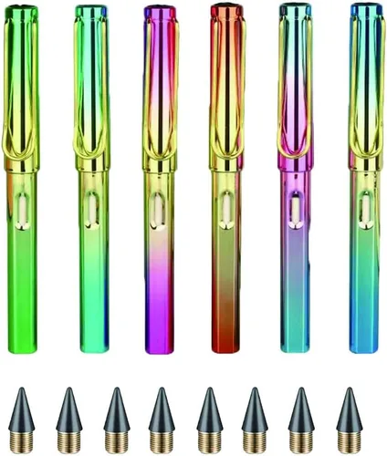 Vista 11 de 12 juegos de lápices eternos, bolígrafo infinito, lápices sin afilar para escribir, dibujar, estudiantes, sostenibles para suministros escolares