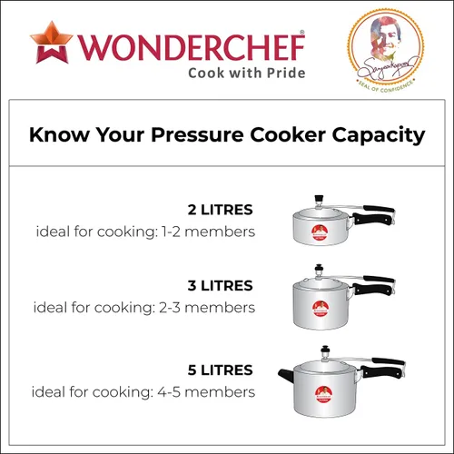 Vista 7 de Wonderchef Ultima - Olla a presión de aluminio con tapa interior, 2 cuartos de galón, color plateado