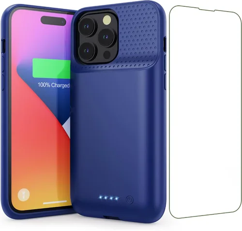 Vista 11 de Funda de batería para iPhone 14 Pro Max, 14 Plus y 13 Pro Max, funda de carga inteligente recargable real de 8600 mAh, batería protectora portátil