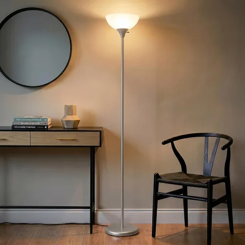 Vista 5 de Brightech Lámpara de pie LED regulable Sky Dom, lámpara de pie Torchiere para sala de estar, dormitorio y oficina, lámpara de pie alta para leer