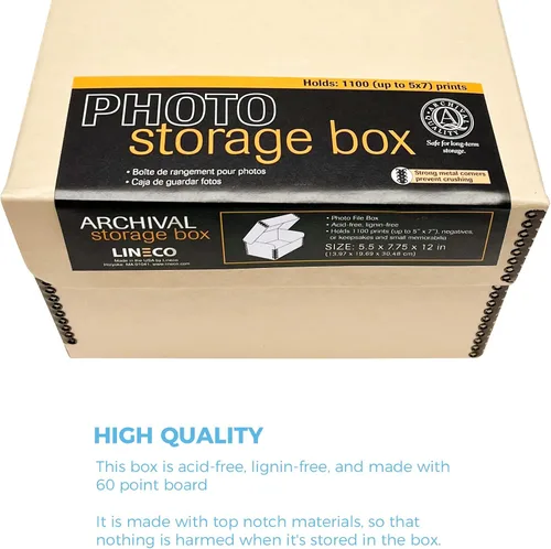 Vista 3 de Lineco, Caja de fotos con tapa con bisagras de 5.5 x 7.75 x 12 pulgadas Bronceado