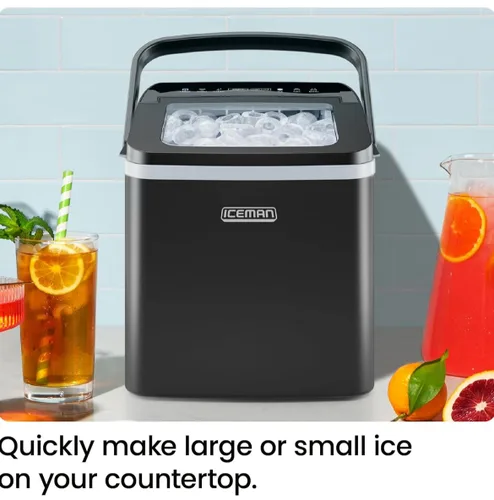 Vista 3 de ICEMAN - Máquina para hacer hielo de doble tamaño para encimera - Máquina de hielo portátil, máquina de hielo grande y pequeña con autolimpieza, 9