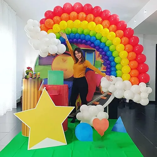 Vista 6 de Kit de arco de globos de arco iris: 175 globos de fiesta, globos para fiesta de cumpleaños, globos de colores surtidos, globos de fiesta para niños