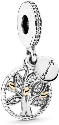 Vista 8 de Pandora Jewelry - Colgante brillante para árbol genealógico, momentos compatibles, oro de 14 quilates y plata de ley con circonita cúbica, viene
