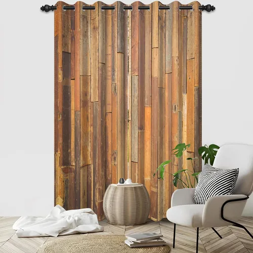 Vista 19 de Cortinas rústicas para ventana de puerta de granero, puerta de madera gris, puerta de garaje, tratamiento de ventana para sala de estar, dormitorio