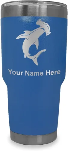 Vista 16 de LaserGram Vaso aislado al vacío de 20 onzas, tiburón martillo, grabado personalizado incluido (negro)