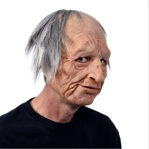 Vista 5 de Pacoco Atongqu - Máscara divertida de Halloween para Halloween, cosplay realista, súper suave, máscara de anciano para adultos, para hombre y mujer