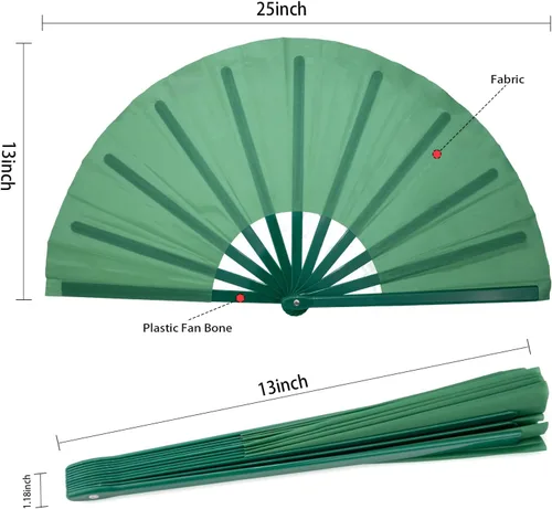 Vista 2 de QIRMIZI Abanico de baile de botas en la línea de tierra, 10 unidades, ventilador plegable grande para Kung Fu chino, baile, festivales de música